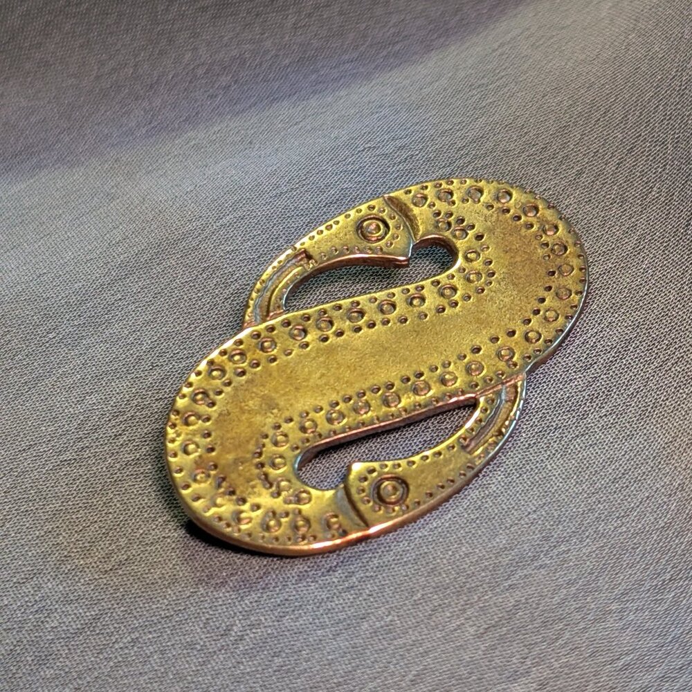 Snake Headed Brooch, Modern Gold-tone Reproduction of German Iron Age Artifact